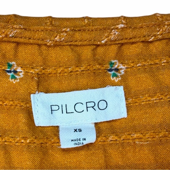 Anthropologie Pilcro The Keira Collard Front-Button Blouse In Mustard Size XS - Picture 6 of 10